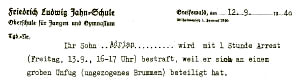 Eine Stunde Arrest f&uuml;r 'ungezogenes Brummen' (Faksimile: Adrian Bueckling)